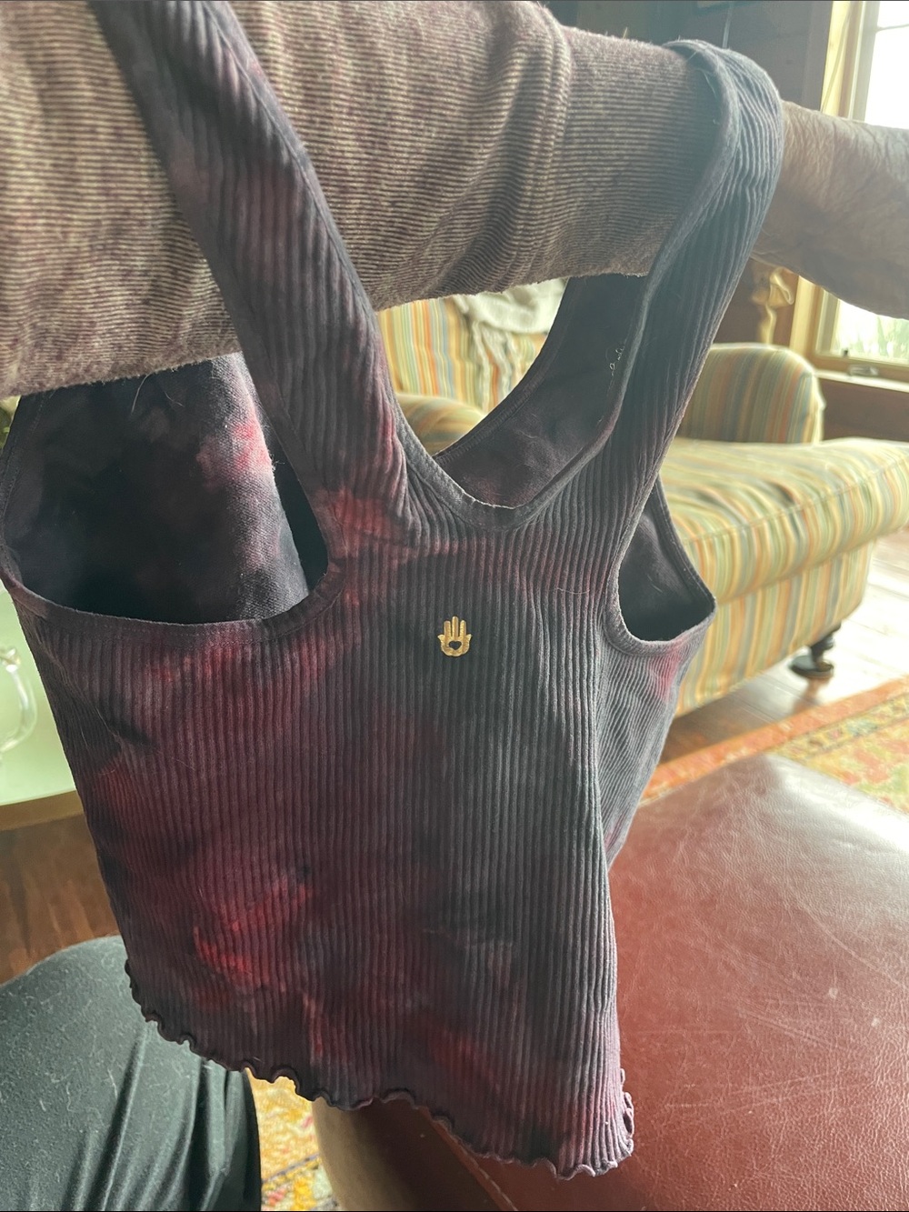 Spiritual Gangster Black & Pink Tie-Dye Crop Tank, Size L - Picture 6 of 6